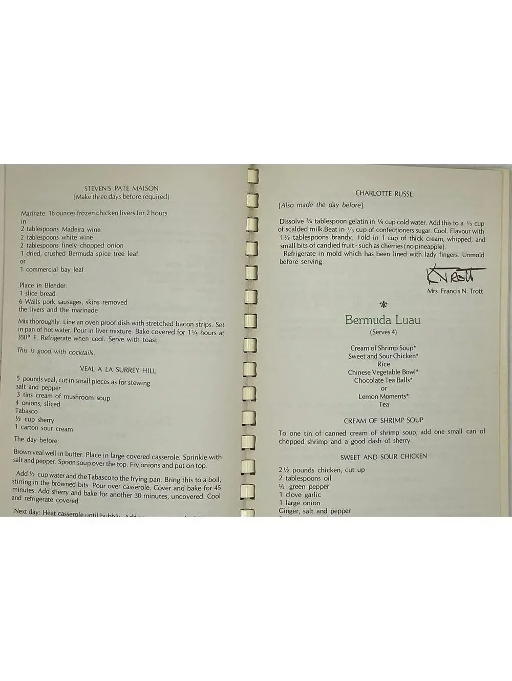Vintage 1970s Bermudian Cookbook: Junior League Local Recipes